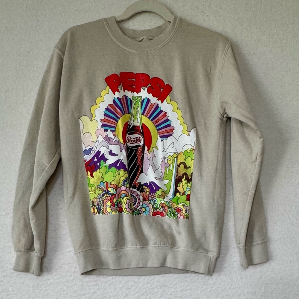 Pepsi Multicolor Graphic Beige Crewneck